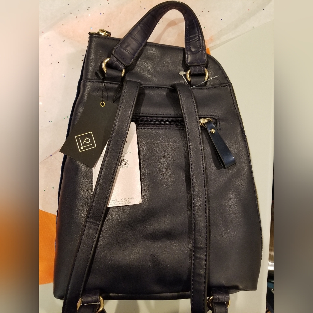 Paula Vera small blue backpack. Asian-inspired details Satin/velour/faux leather - Picture 5 of 5